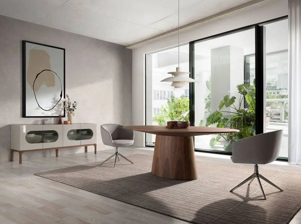 Angel Cerda Oval Walnut Dining Table, Fixed Top, 220x110x76 cm 3