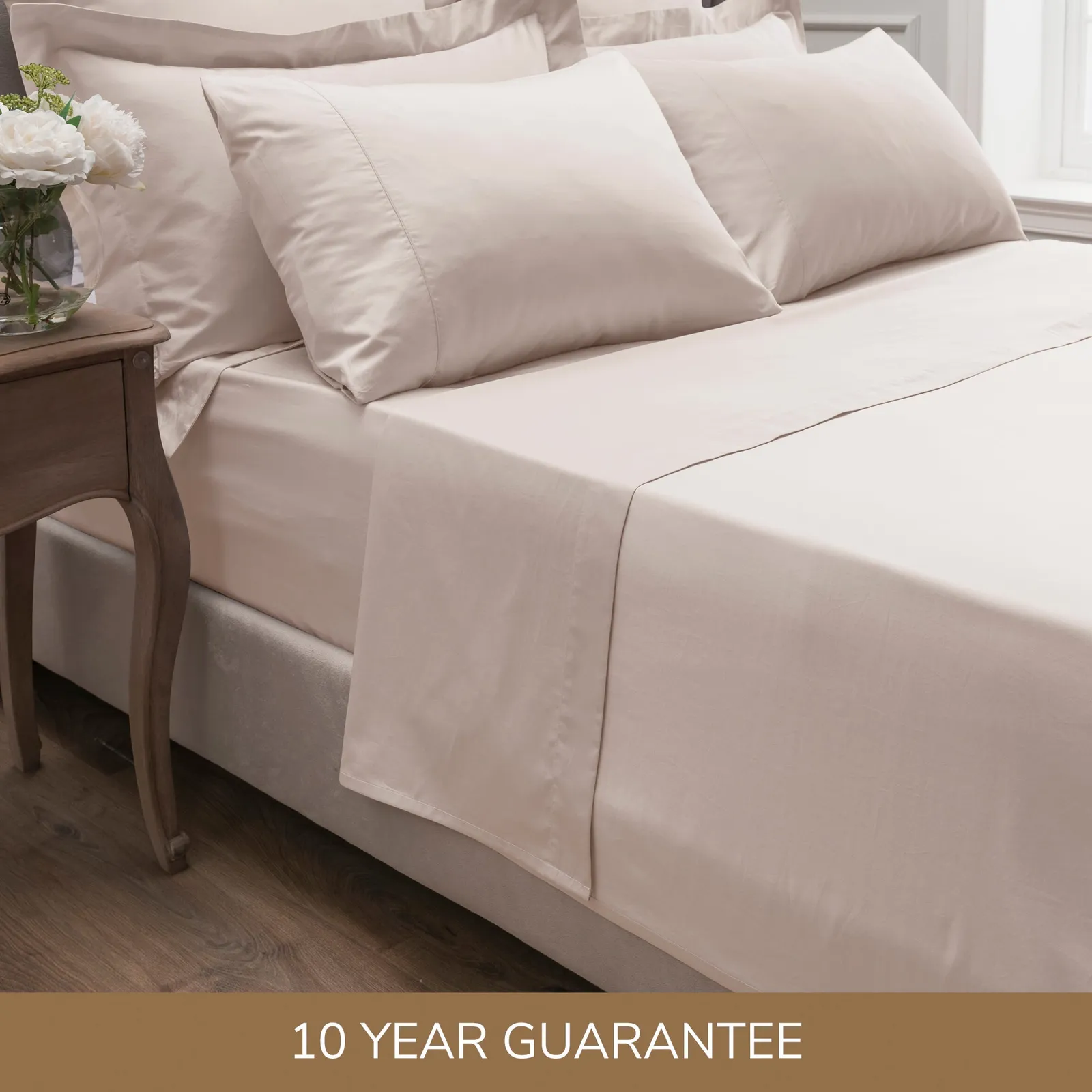 Dorma 300 Thread Count 100% Cotton Sateen Plain Flat Sheet Blush