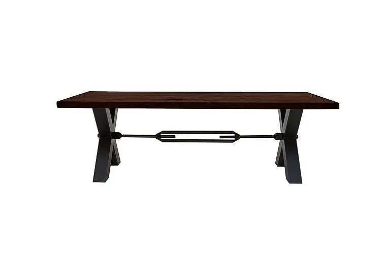 Terra Straight Edge Dining Table with Tension Bolt X-Leg - 180-cm - Smoked