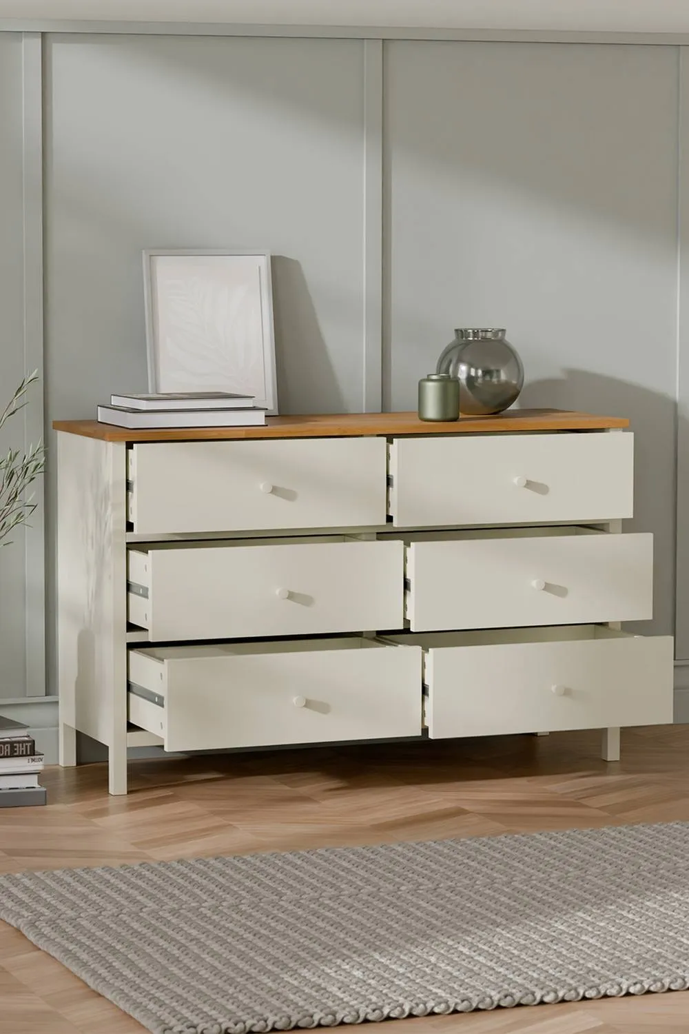 Julian Bowen Coxmoor 6 Drawer Wide Chest in Ivory 2