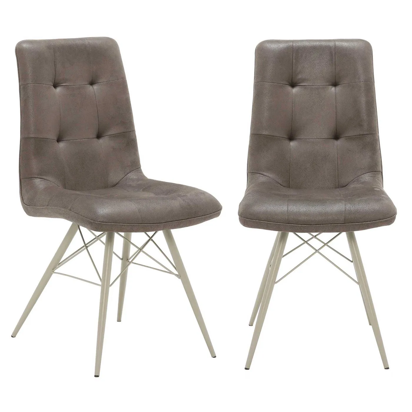 Pair of Hix Upholstered Dining Chairs, Grey