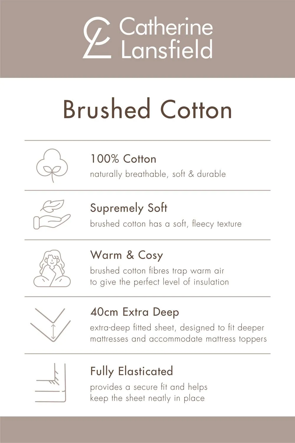 Catherine Lansfield 'Brushed Cotton' Extra Deep Fitted Sheet in White 4