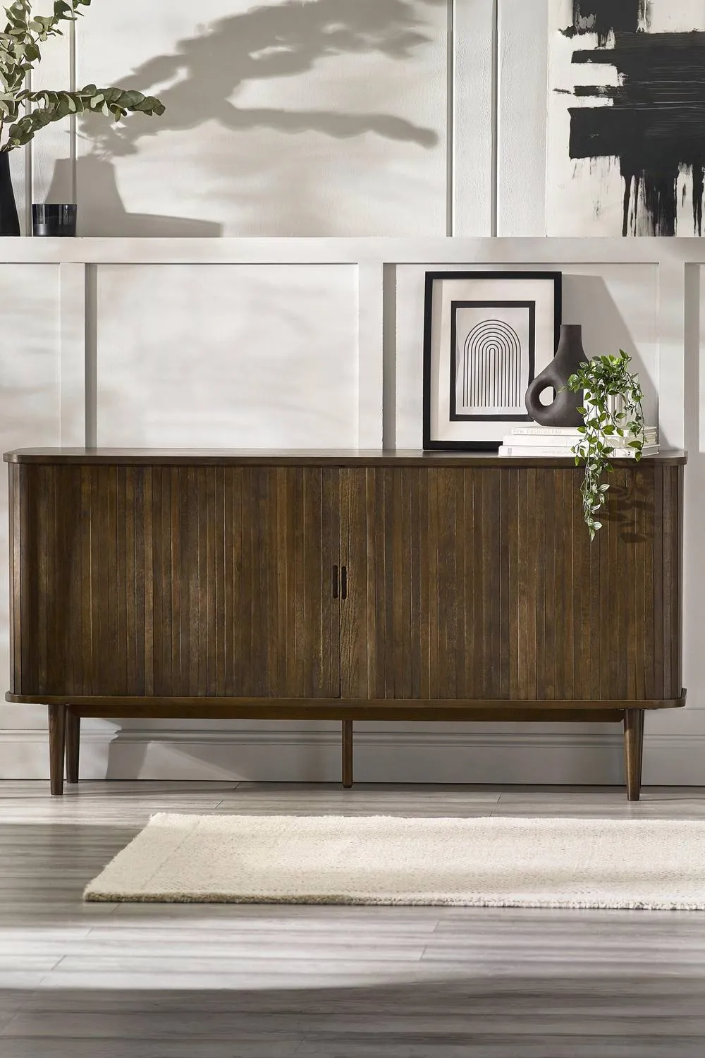 Julian Bowen Arya Wide Sideboard with Sliding Door Storage in Dark Brown