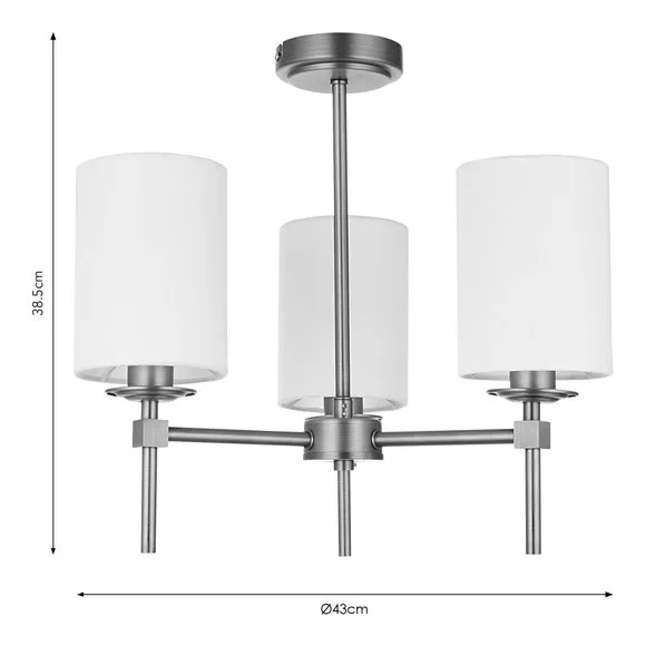 Toulouse 3 Light Semi Flush Ceiling Light 6