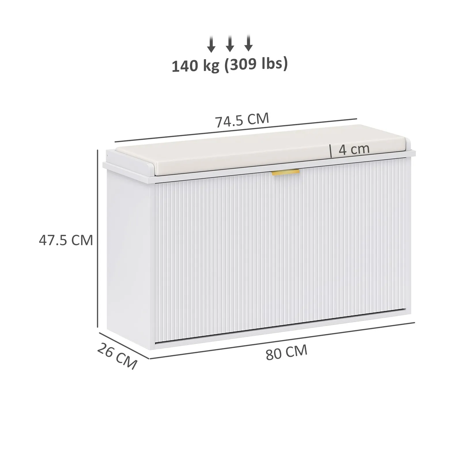HOMCOM Shoe Storage Bench with Cushion & Flip-Drawer in White 3