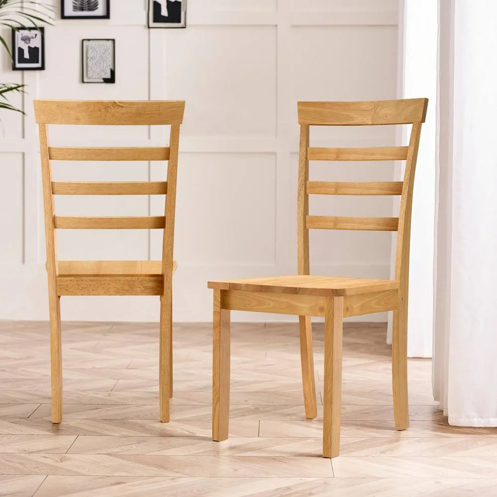 FurnitureboxUK 2x Whitby Oak Effect Solid Wood Dining Chairs in Light Brown