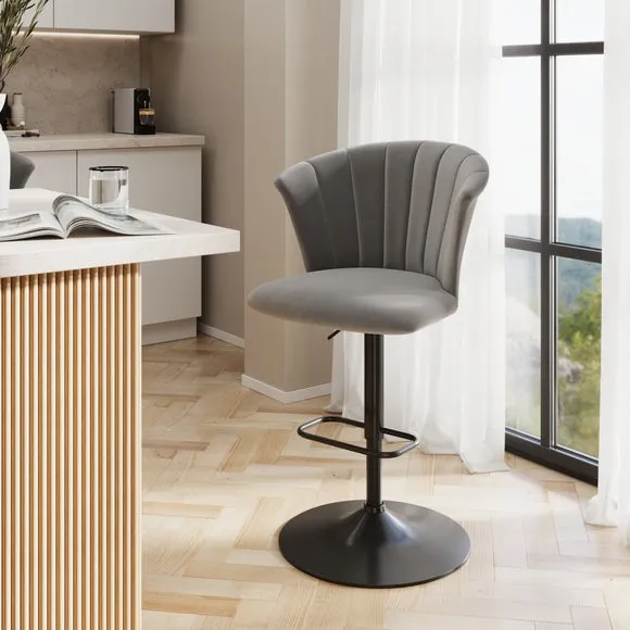 Kendall Bar Stool with Black Legs, Velvet 1