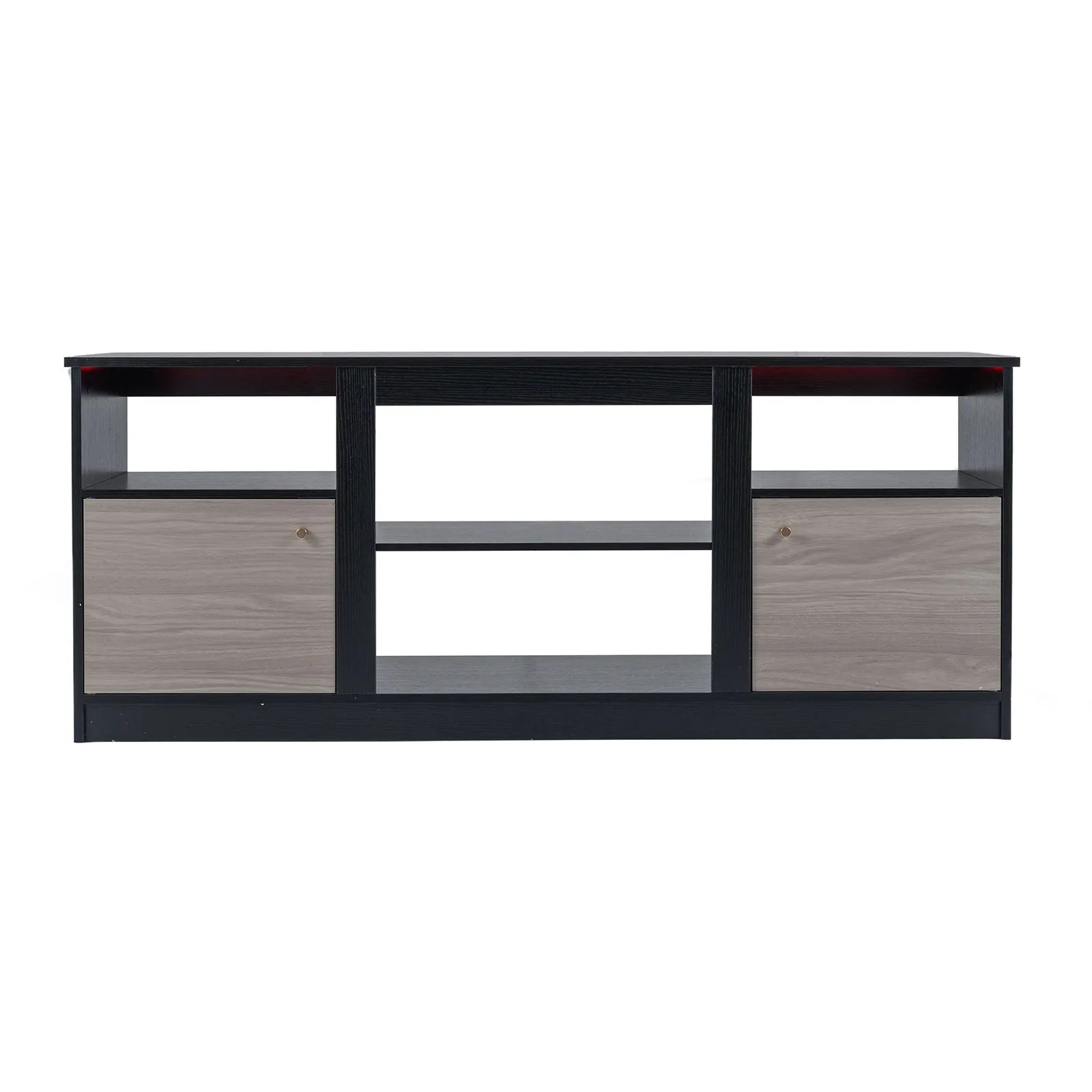 Costway Entertainment Center TV Stand w/ LED Lights for 65" TVs in Black 2