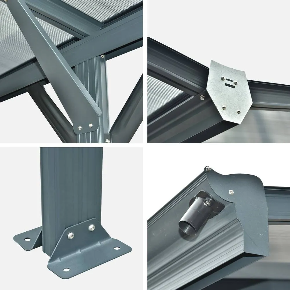 sweeek Extension of aluminum & polycarbonate carport 15m² in Dark Grey 6