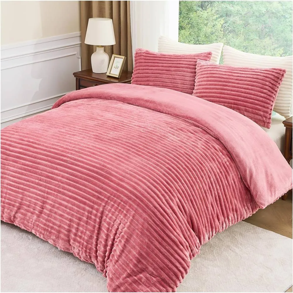 GAVENO CAVAILIA Osum Ribbed Duvet Cover Set in Pink 4