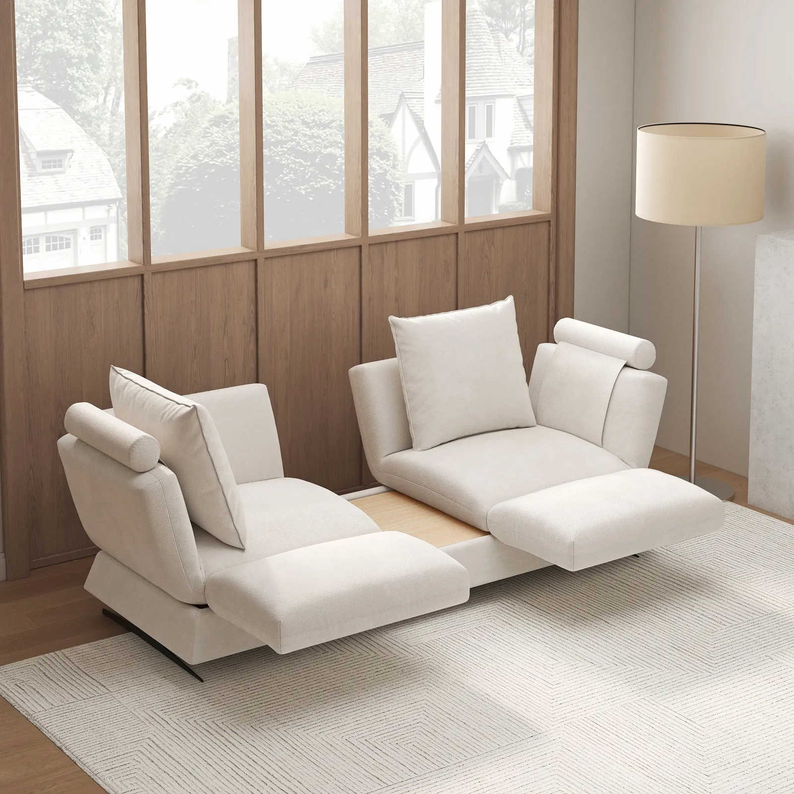 2130mm Rotatable Convertible Sleeper Sofa Cotton & Linen