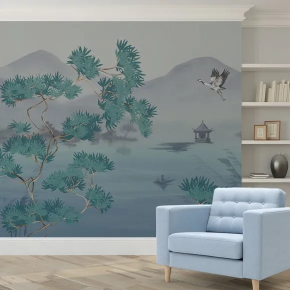 Japandi Cranes Wall Mural 3