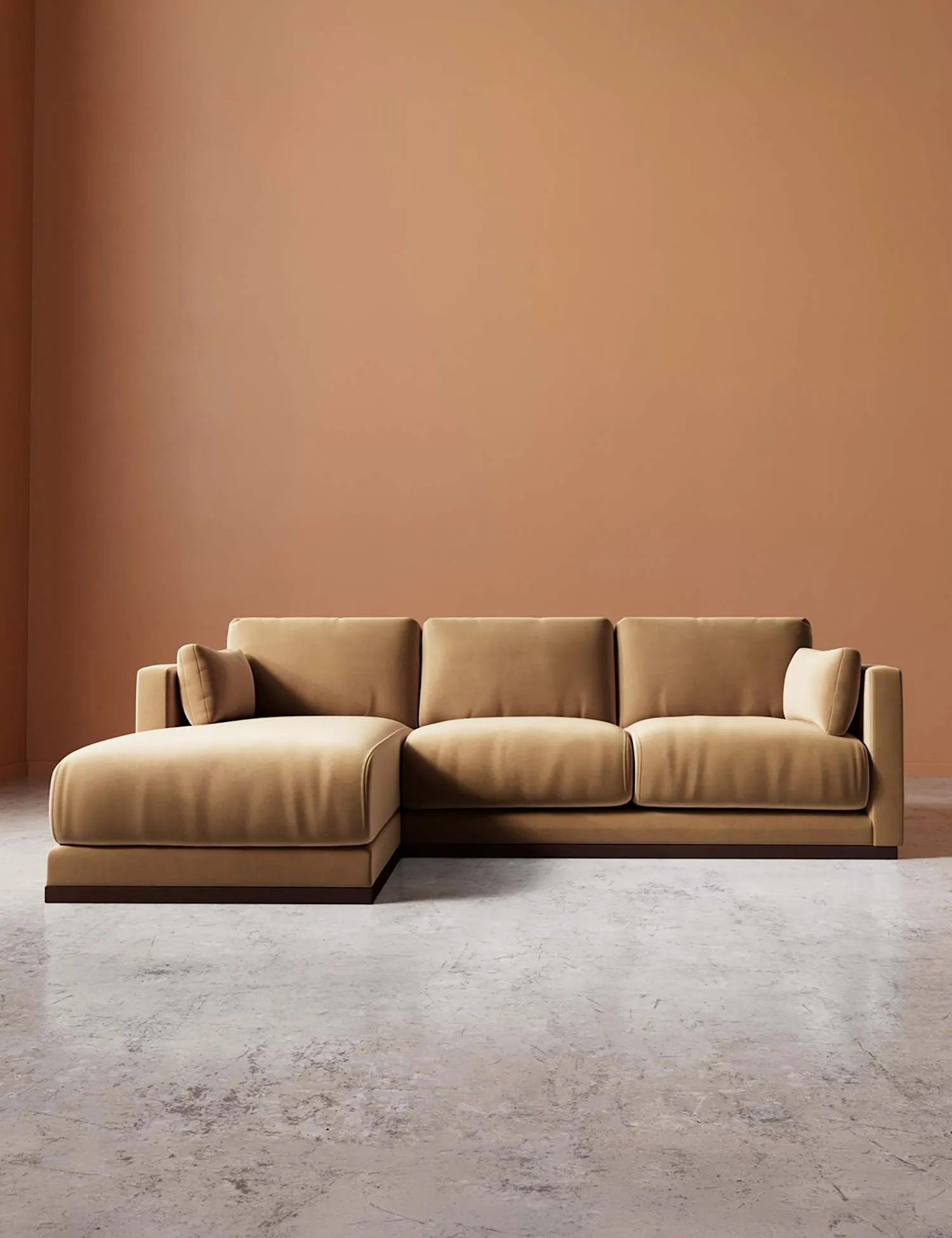 Swoon Easy Velvet Left Corner Sofa Tan