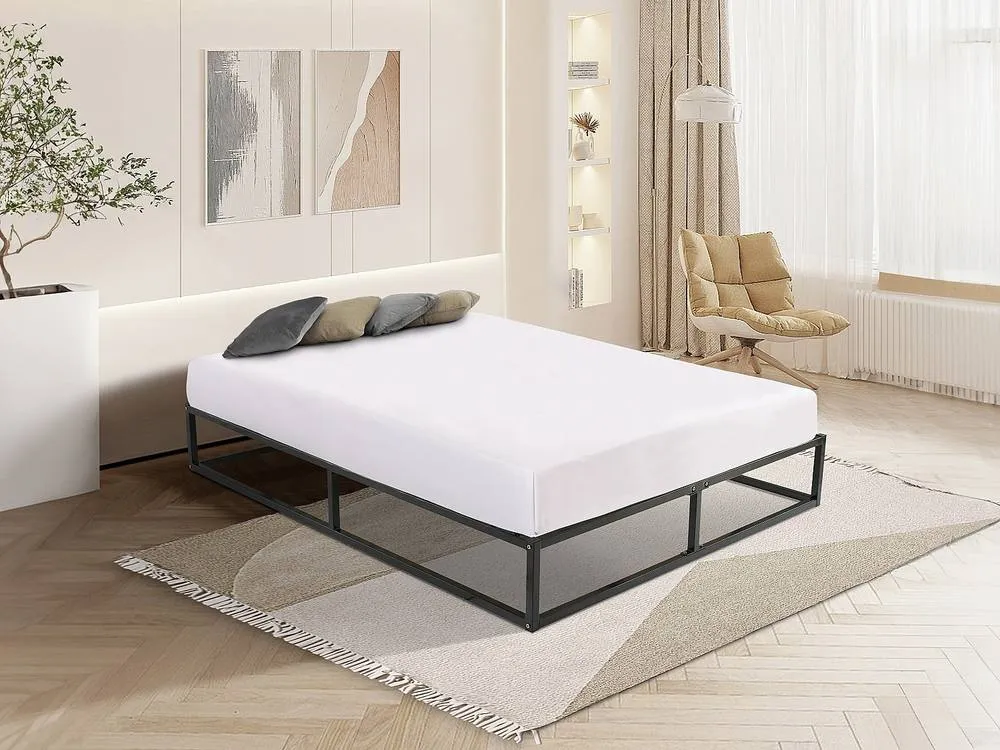 Vente-unique Metal Slatted Bed Frame - 140 X 190 Cm - 2 X 19 Slats - Black - RAMMUS 3