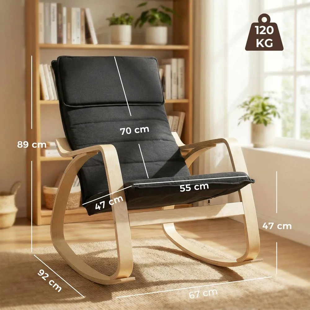 HOMCOM Comfortable Relax Rocking Chair with High Back, Black 3