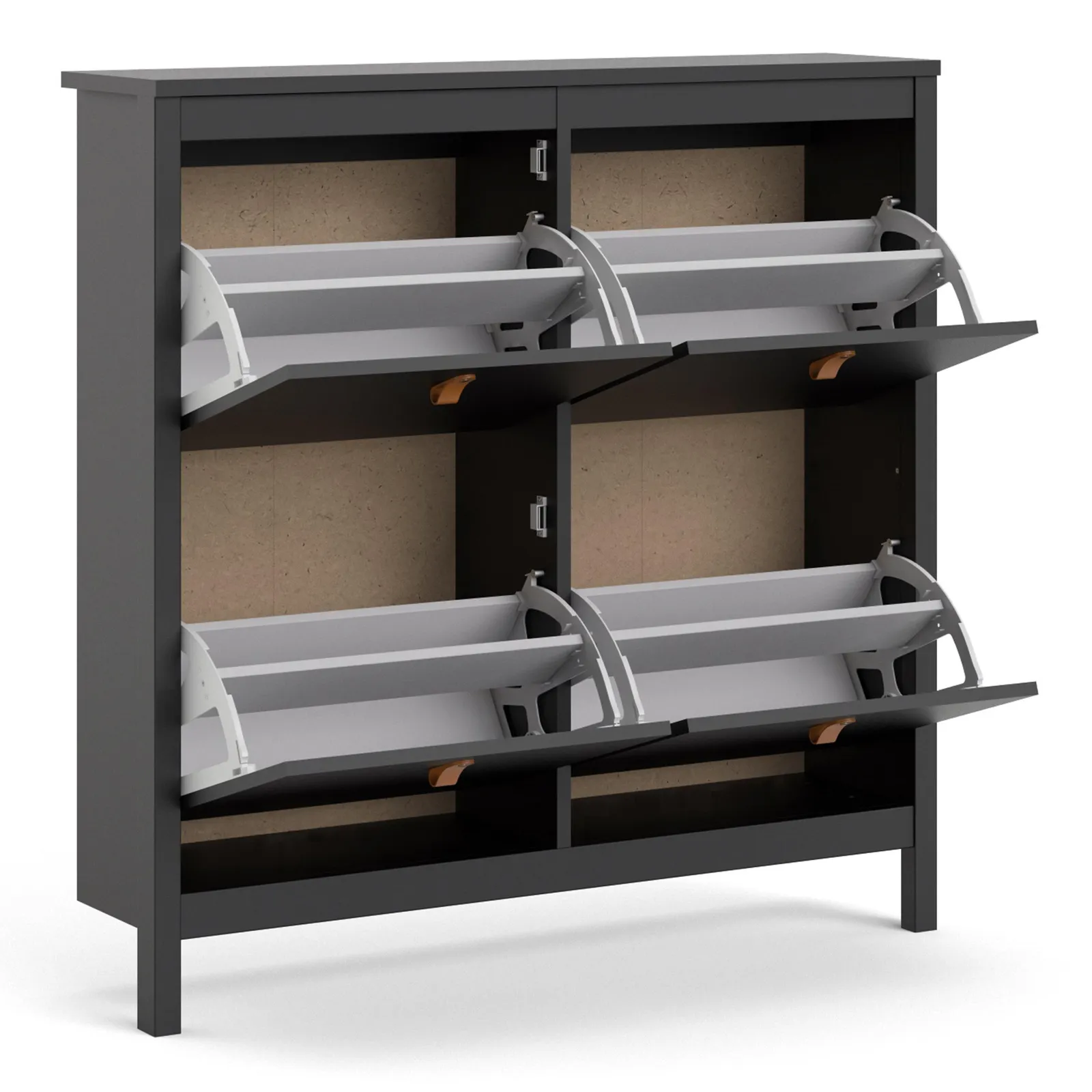 Furniture To Go Barcelona Shoe Cabinet 4 Flip Down Doors in Black 4