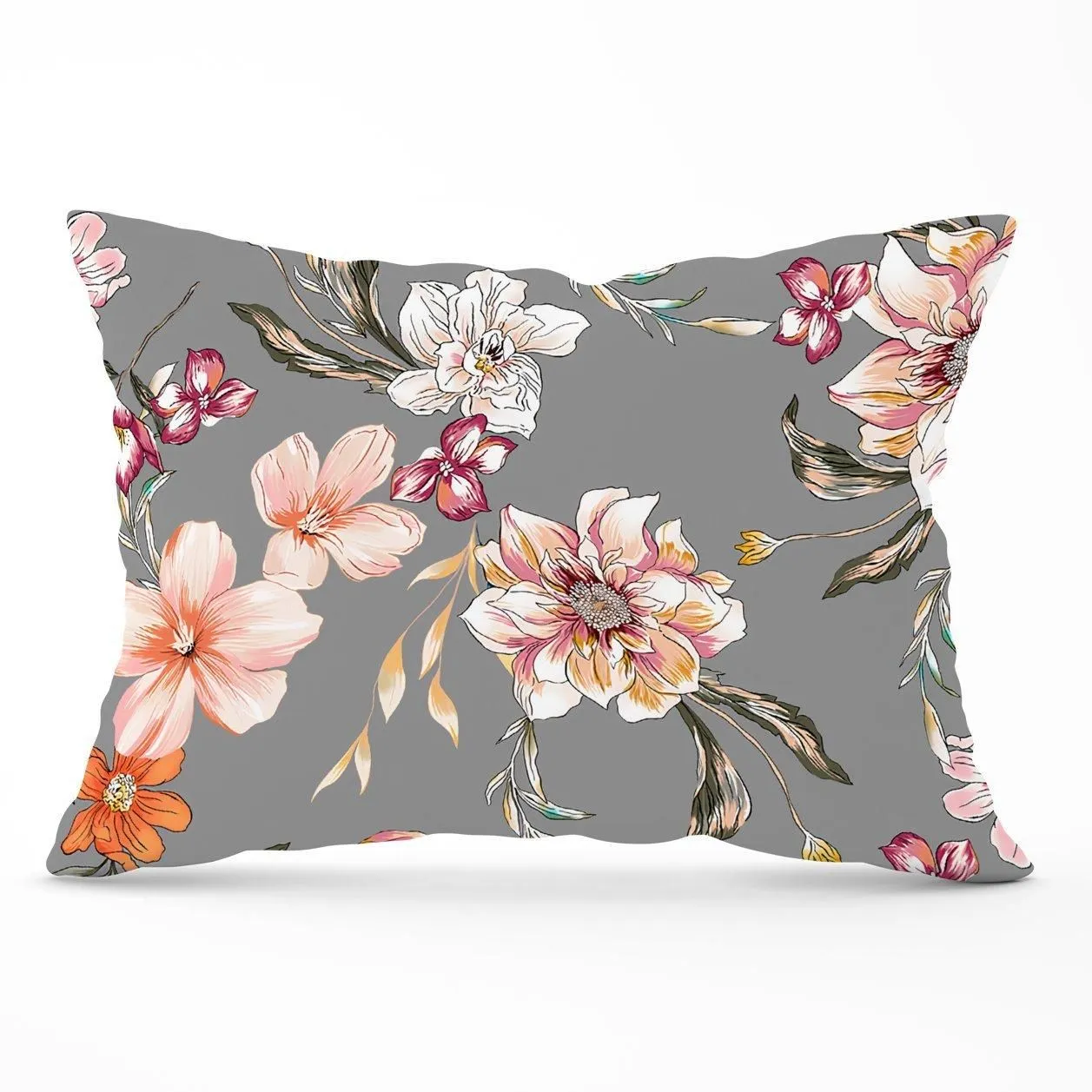 Warren Reed - Designer Peony, Lily, Tulip, Daisy Colorful Cushions in Grey
