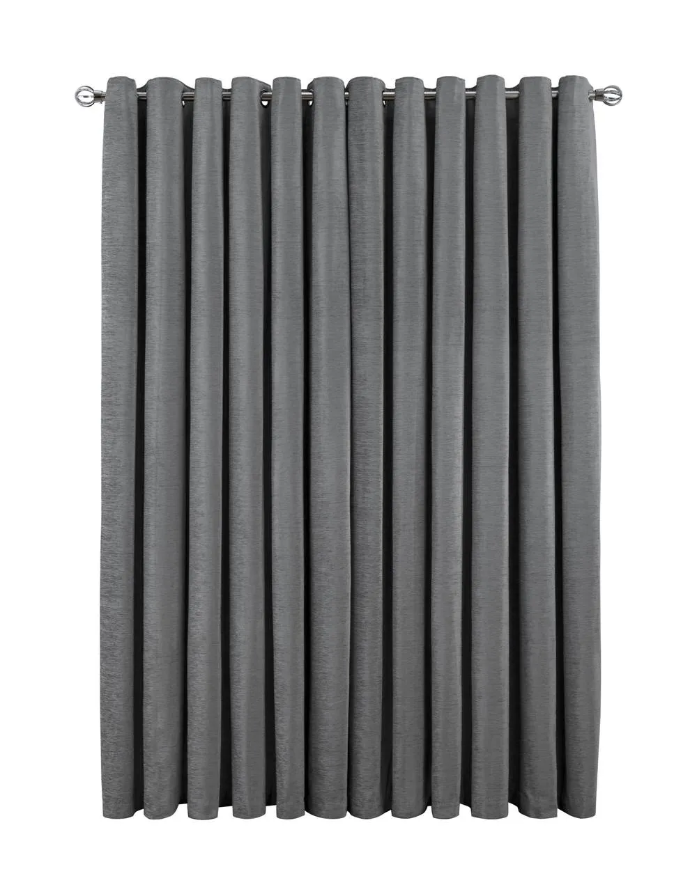 Smart Living Luxury Chenille Eyelet Lined Curtains - 2 Panels in Silver 3