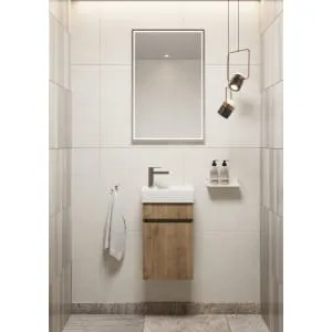 Concept Halifax Oak Ribbed Compact S1 Vanity Unit & LH Basin - 360mm 2