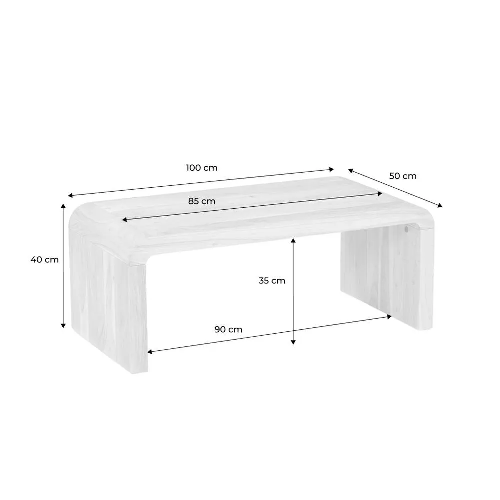 sweeek Rectangular Coffee Table Solid Acacia Wood in Light Brown 6
