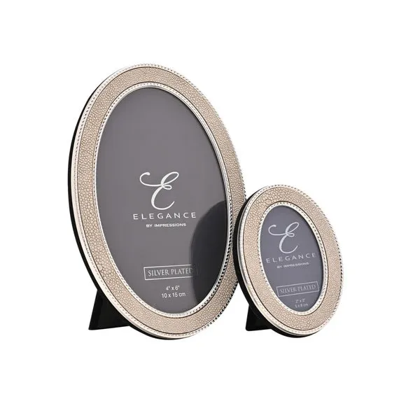 Elegance Metal Plated Faux Shagreen Oval Photo Frame 5