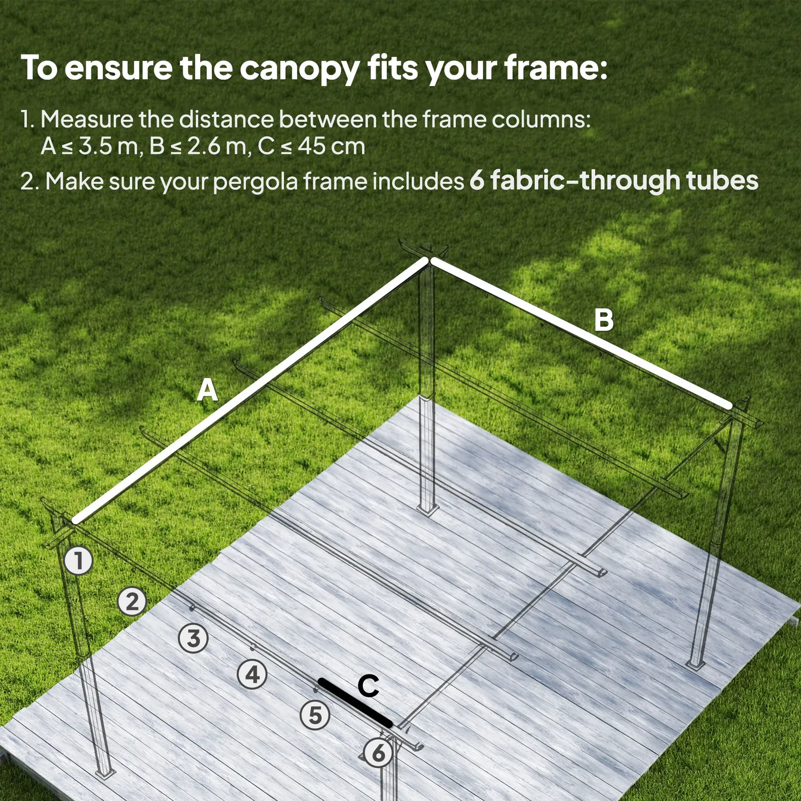 OUTSUNNY 3.5x2.6 m Pergola Cover Replacement for 4x3 m Frame in Cream 4