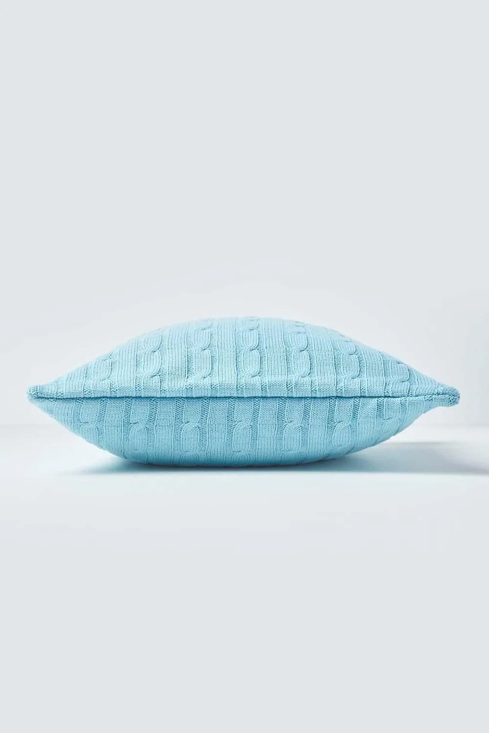 Homescapes Cotton Cable Knit Cushion Cover, 45 x 45 cm in Blue 2