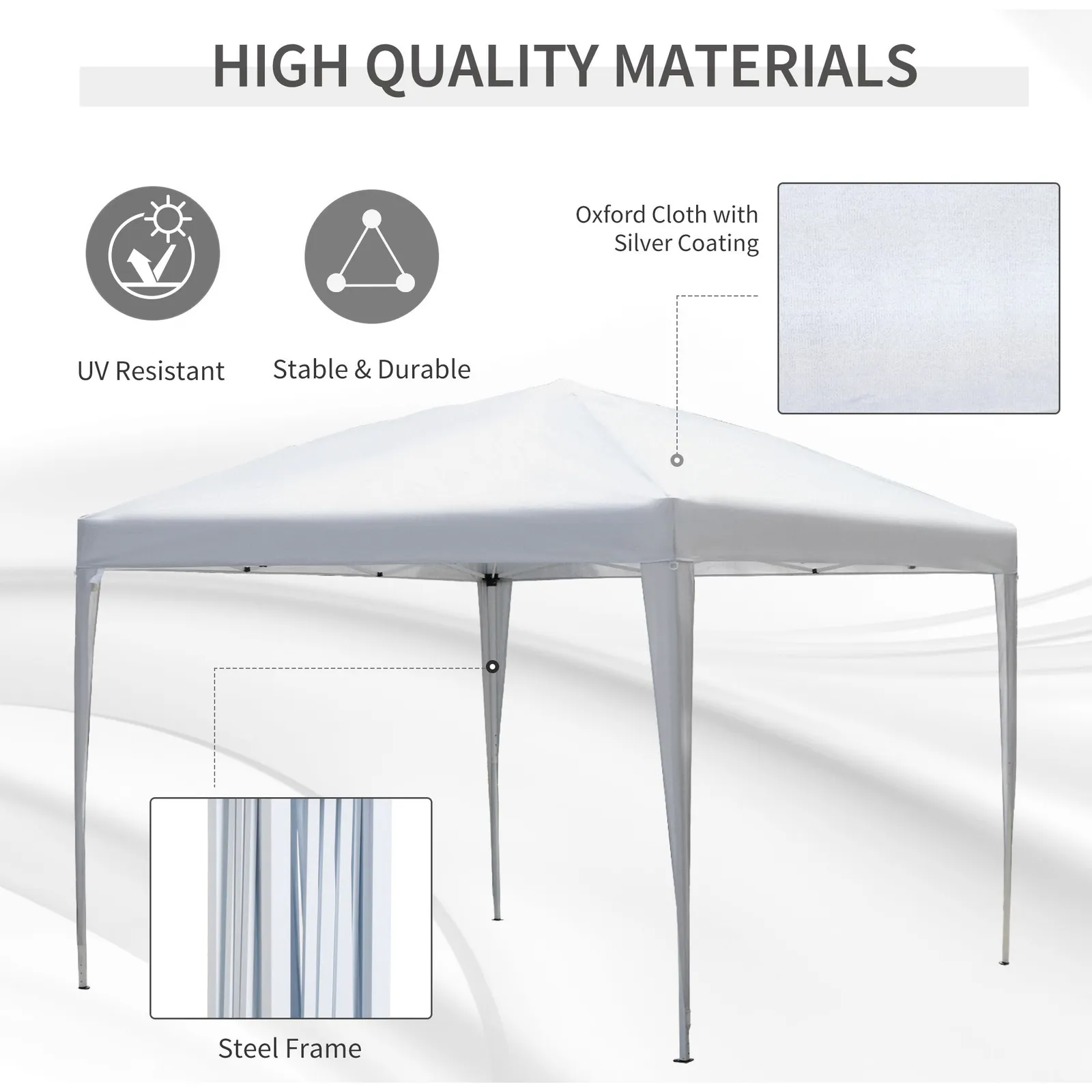 OUTSUNNY 3 x 3M Garden Pop Up Gazebo Height Adjustable Marquee Party Tent Wedding Canopy with Carrying Bag in White 4