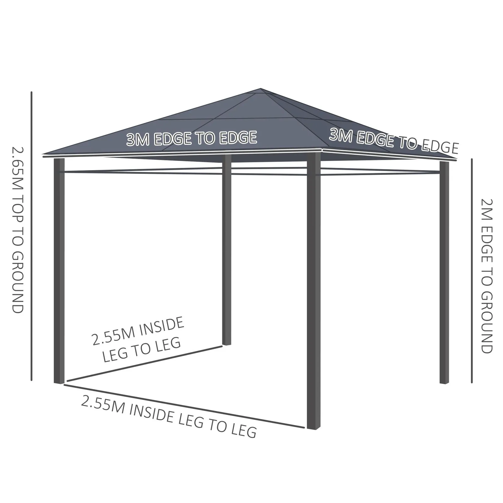 OUTSUNNY Hardtop Gazebo for Garden Party w/ Polycarbonate Curtains in Grey 3