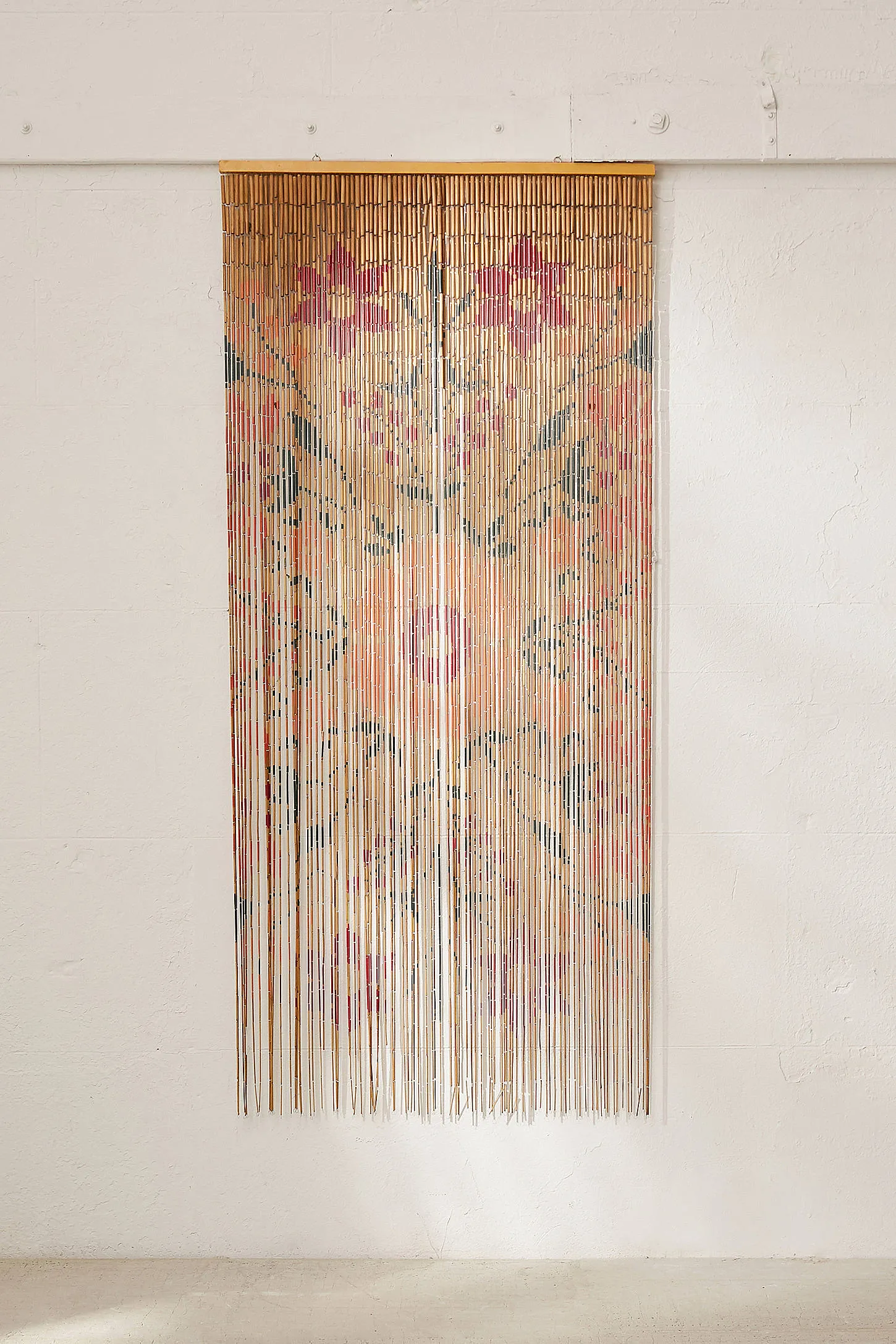Rosa Floral Bamboo Beaded Curtain - Neutral 2