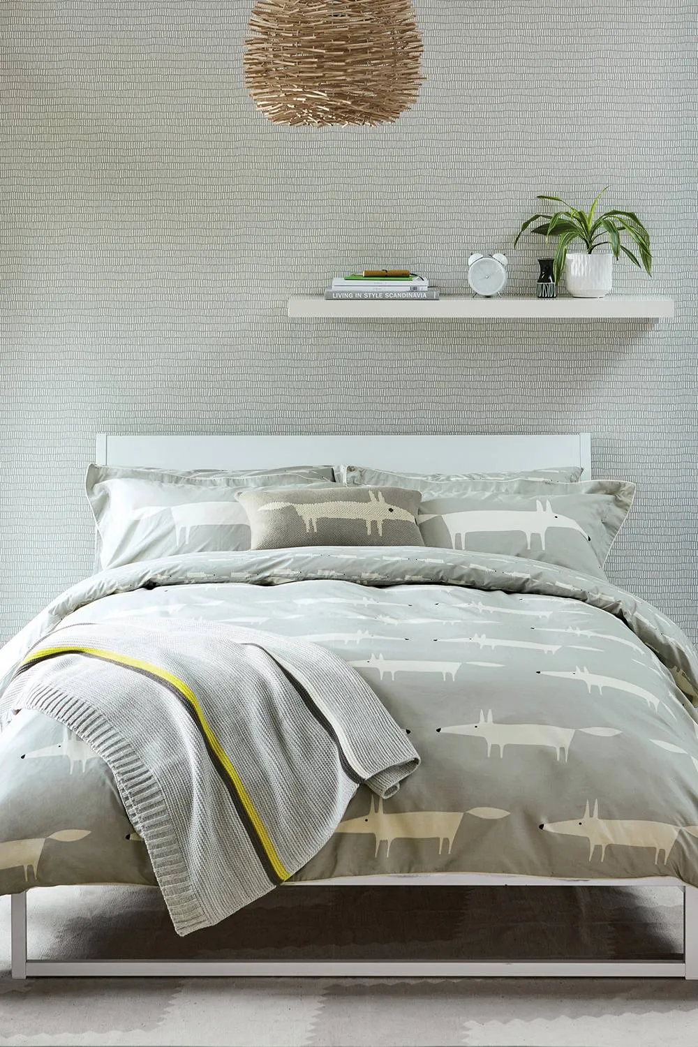Scion 'Mr Fox Silver' Cotton Duvet Cover Set in Silver