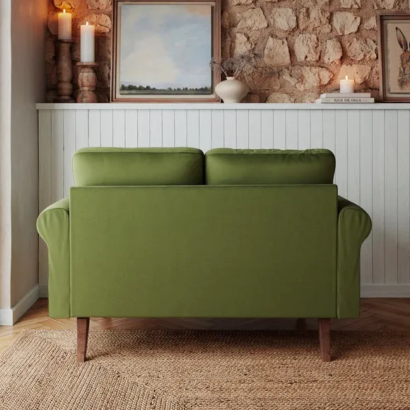 Maeve Compact Olive Velvet 2 Seater Sofa 3