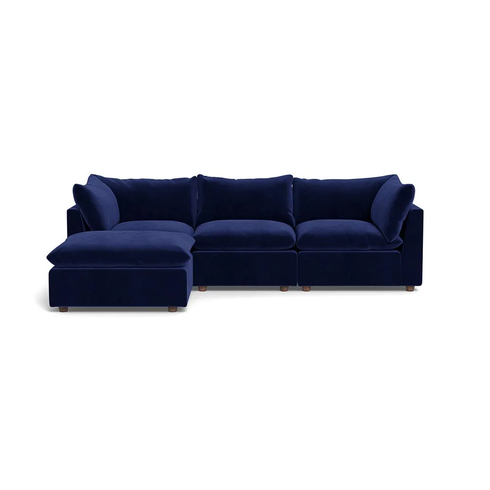 Heal's Astrid Left Hand Facing Corner Sofa Smart Luxe Velvet Midnight Walnut Stained Beech Feet 1