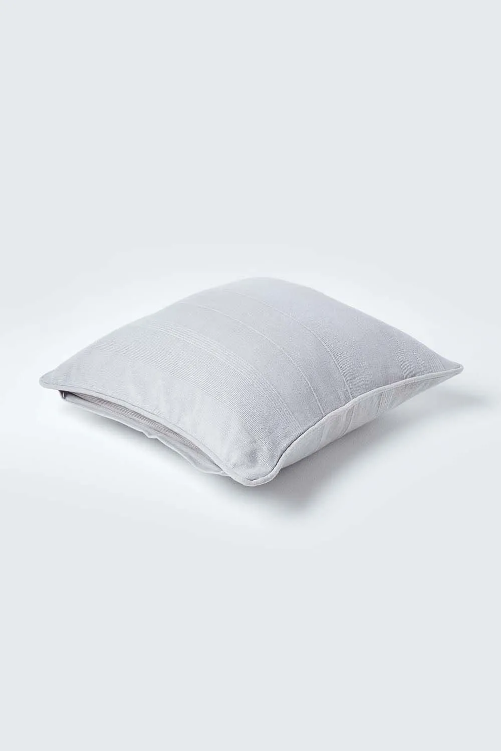 Homescapes Cotton Rajput Ribbed Cushion Cover in Silver 3