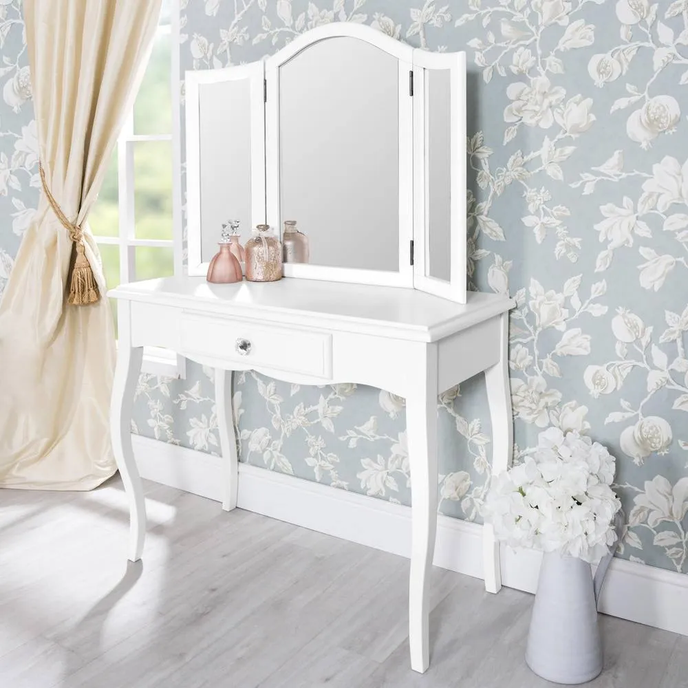 Statement Furniture Romance 3-Way Dressing Table Mirror in Cool White 5