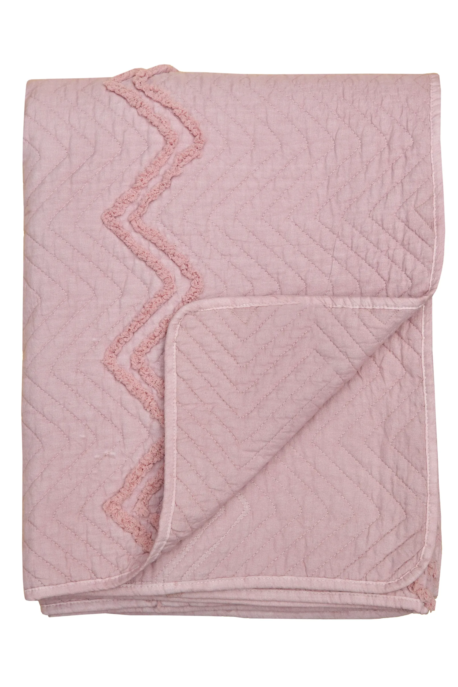 Smart Living Luxurious Zig-Zag Polyester Bedspread - Soft, Stylish, & Durable in Dusty Pink 2