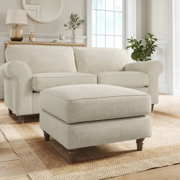Flori Tonal Plush Chenille Footstool