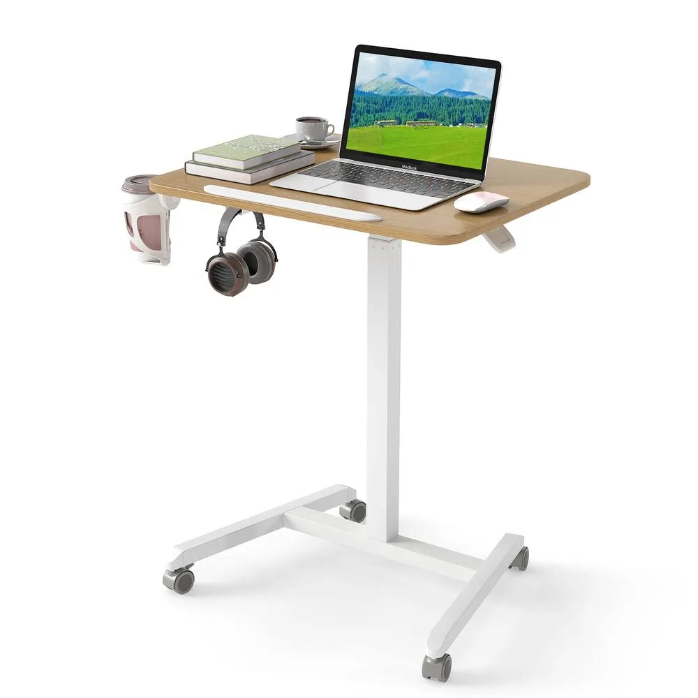 Costway Foldable Mobile Standing Desk Rolling Laptop Desk-Natural in Natural 5