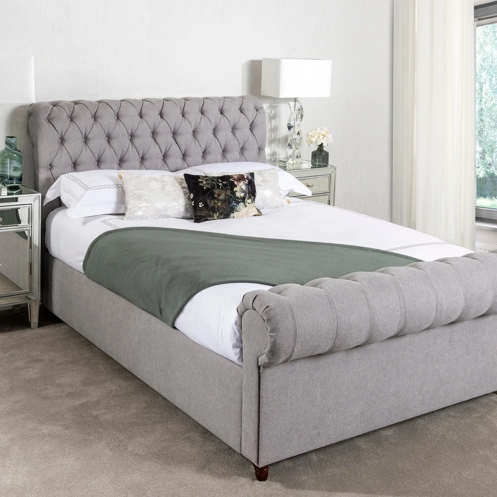 Fabio Woven Grey Bed Frame Grey