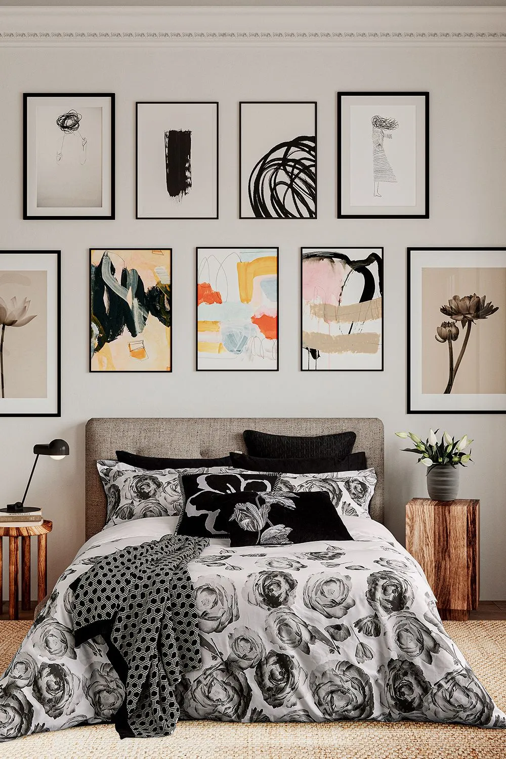 Ted Baker 'Mono Floral' Cotton Percale Duvet Cover Set in White