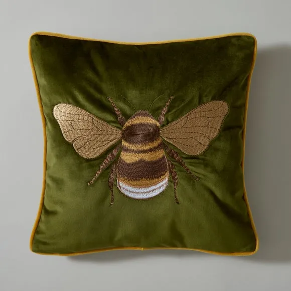 Embroidered Bee Square Cushion 3