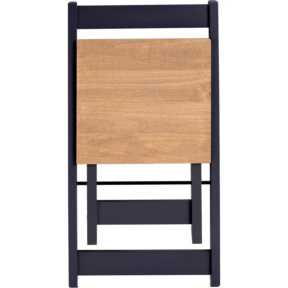 Seconique Santos Folding Chair (Box of 2) Navy Blue/Distressed Waxed Pine 3