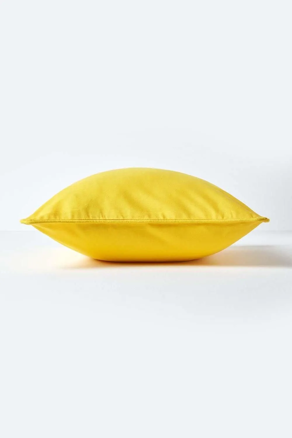 Homescapes Cotton Plain Cushion Cover in Yellow 2
