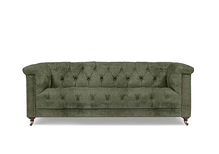 Wallace 3 Seater Fabric Chesterfield Sofa - Hunter Green