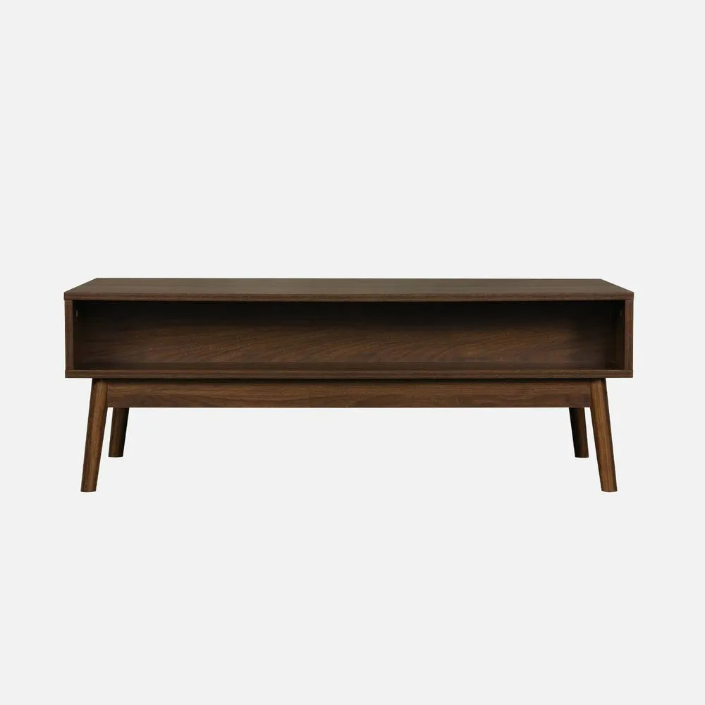 sweeek Grooved Wood Detail Coffee Table in Dark Brown 4