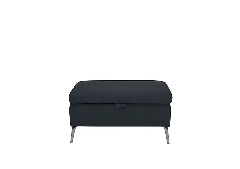 Jude Leather Storage Footstool - Montana Navy