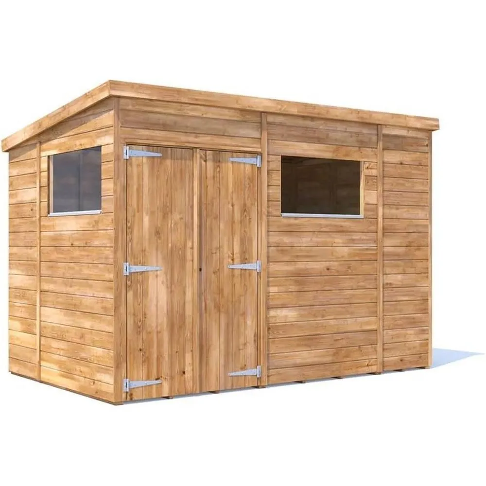 Dunster House Garden Shed 3 x 1.8m (10' x 6') 15mm Pent Window - Overlord Modular in Brown