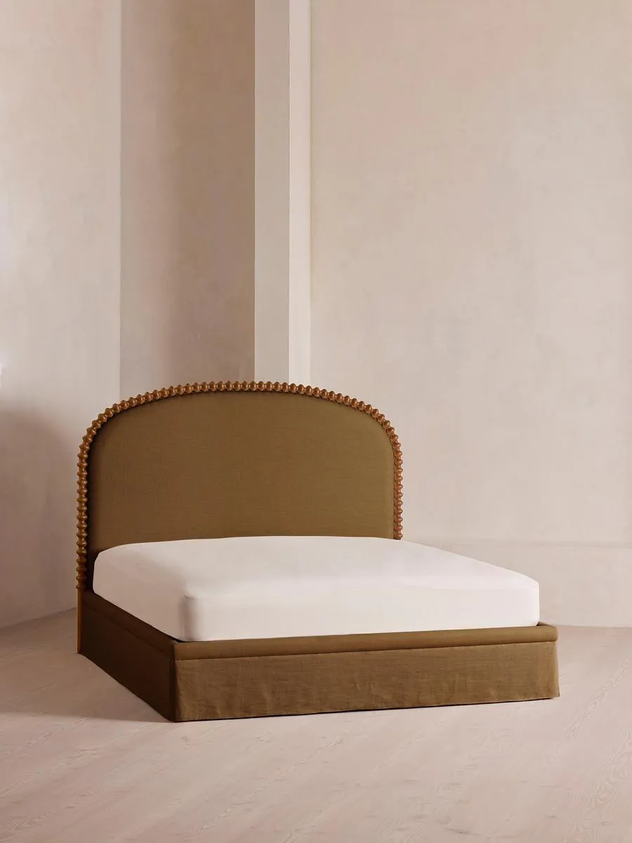 Mika Bed, Superking, Linen, Ochre