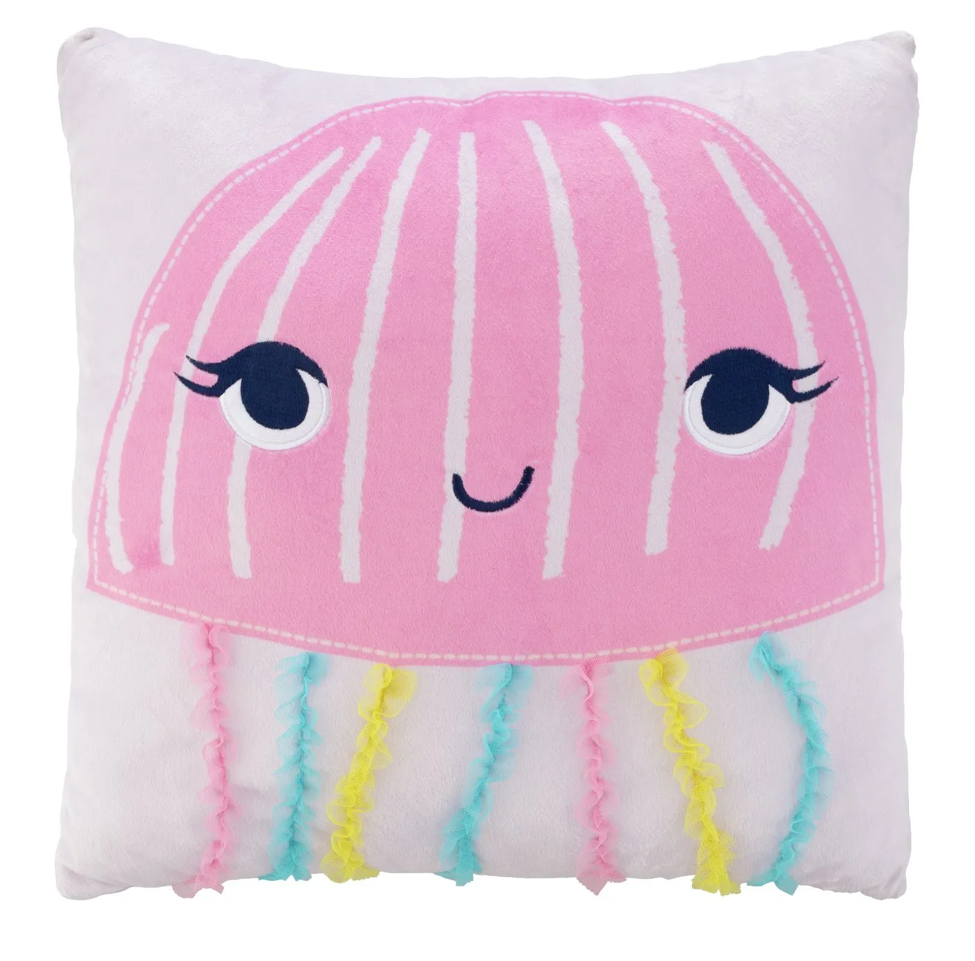Argos Home Kids Jellyfish Cushion - Pink & White - 43x43cm