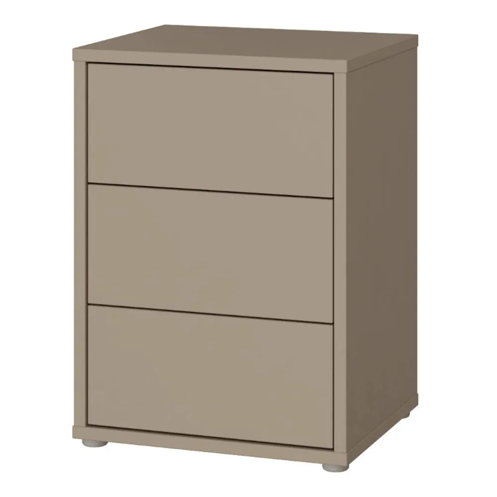 Furniture To Go Alice Springs Bedside Cabinet with 3 Drawers Push-Open in Taupe 4